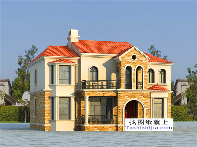 115平方米歐式經(jīng)典二層小別墅CAD設(shè)計(jì)圖紙帶外觀效果圖13米*8.36米