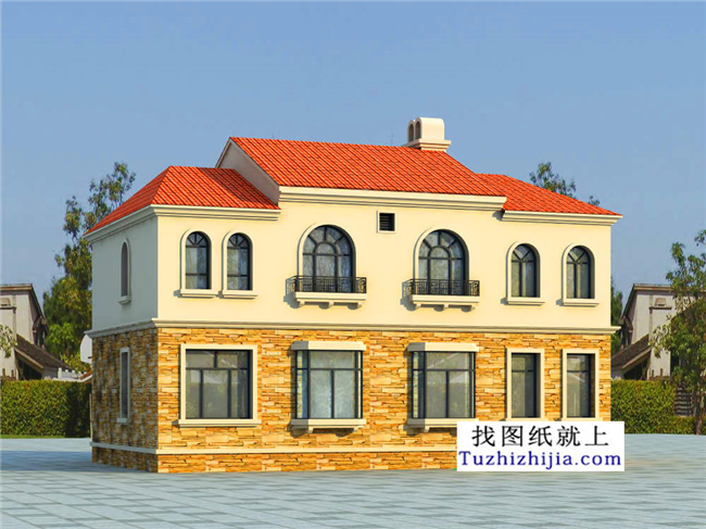 115平方米歐式經(jīng)典二層小別墅CAD設(shè)計(jì)圖紙帶外觀效果圖13米*8.36米