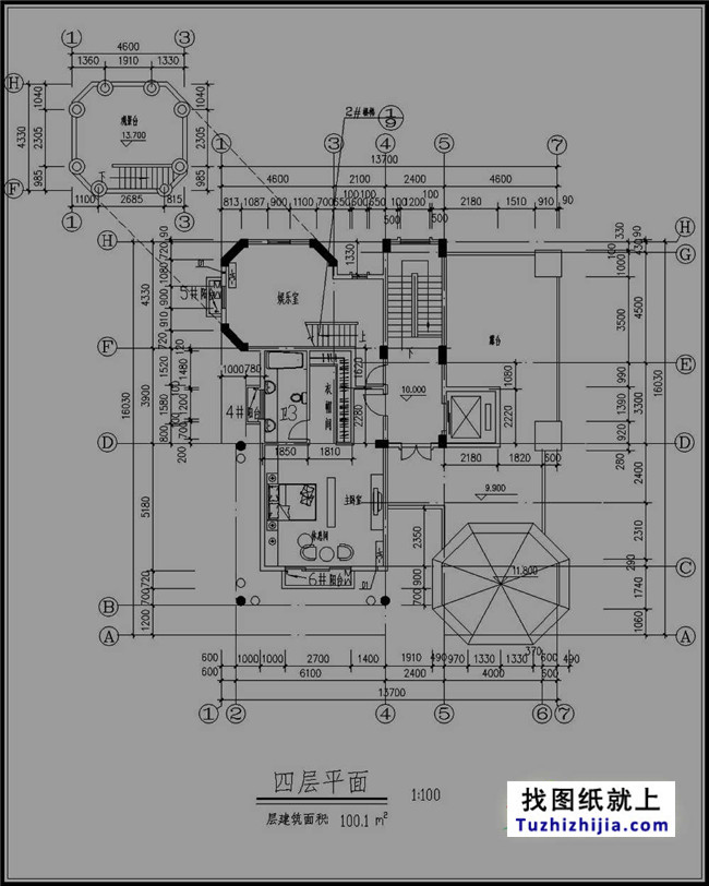 高檔四層帶塔樓歐式別墅設(shè)計(jì)圖紙