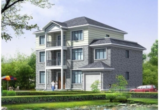 160平方米新農(nóng)村三層別墅設(shè)計(jì)圖及效果圖，帶車庫