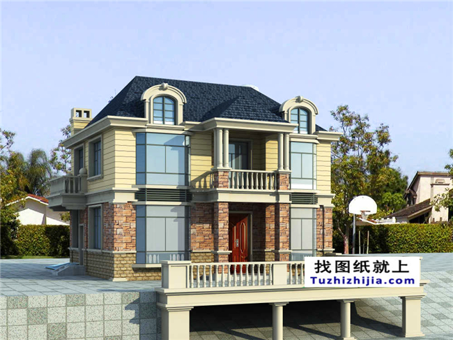 115平方米自建別墅設(shè)計帶地下室的CAD設(shè)計圖紙及外觀設(shè)計，12x9米