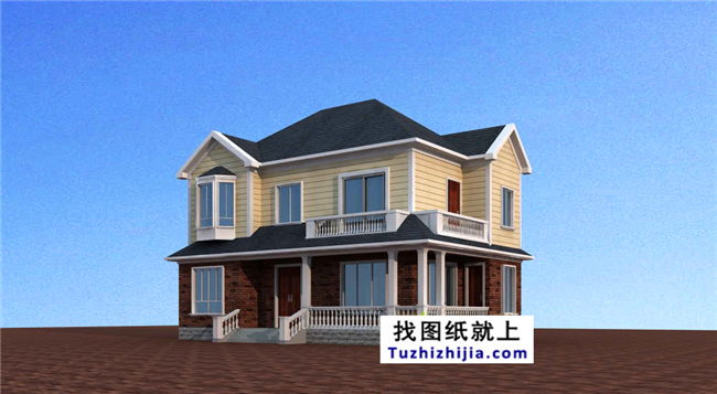 133平方米新農(nóng)村自建二層別墅CAD設(shè)計(jì)圖紙及外觀圖，15x10米