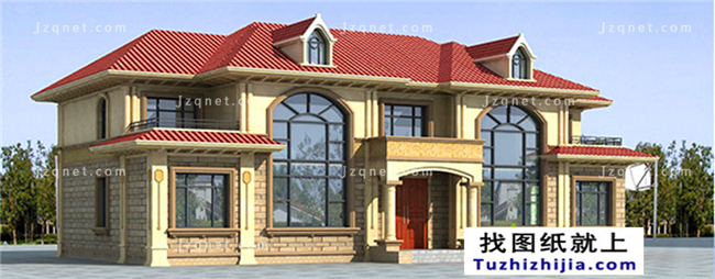 260平方米仿歐式二層別墅設(shè)計(jì)圖紙及效果圖，22X12米