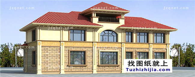 260平方米仿歐式二層別墅設(shè)計(jì)圖紙及效果圖，22X12米