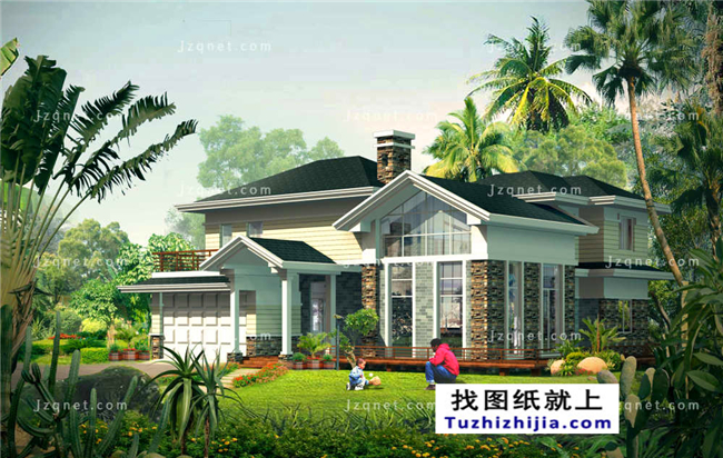 173平方米豪華型二層別墅設(shè)計(jì)圖紙及效果圖大全，15X13米