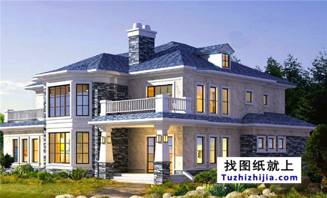 138平方米兩層別墅CAD設(shè)計圖紙及效果圖，13x11米