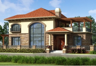 全套美式自建二層別墅設(shè)計(jì)圖紙，帶外觀效果圖18.3米*10.7米