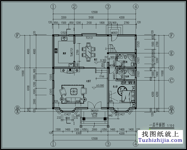 156平方米自建二層CAD房屋設(shè)計圖紙及效果圖，13X12米