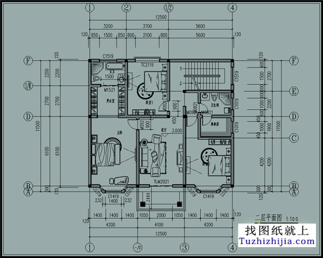 156平方米自建二層CAD房屋設(shè)計圖紙及效果圖，13X12米