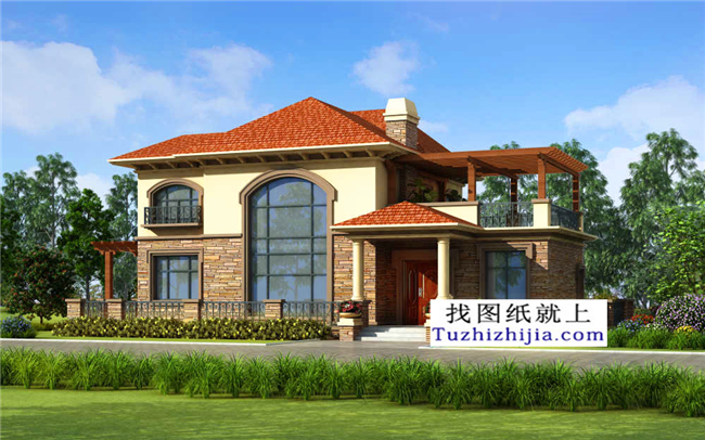 172平方米歐式自建二層別墅CAD設(shè)計(jì)圖紙帶外觀圖18.3米*10.7米 