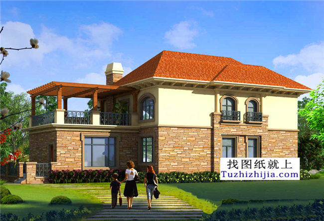 172平方米歐式自建二層別墅CAD設(shè)計(jì)圖紙帶外觀圖18.3米*10.7米 