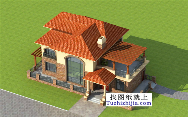 172平方米歐式自建二層別墅CAD設(shè)計(jì)圖紙帶外觀圖18.3米*10.7米 