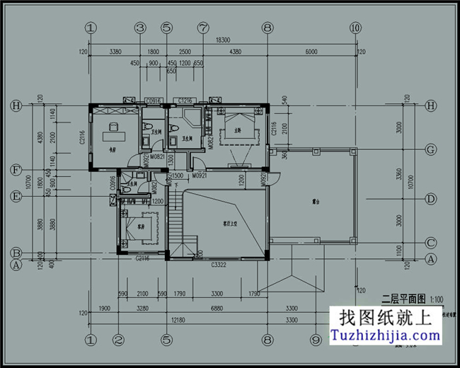 172平方米歐式自建二層別墅CAD設(shè)計(jì)圖紙帶外觀圖18.3米*10.7米 