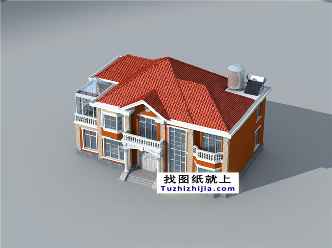  227平方米新農(nóng)村二層自建別墅設(shè)計(jì)圖紙帶外觀圖，20X11米