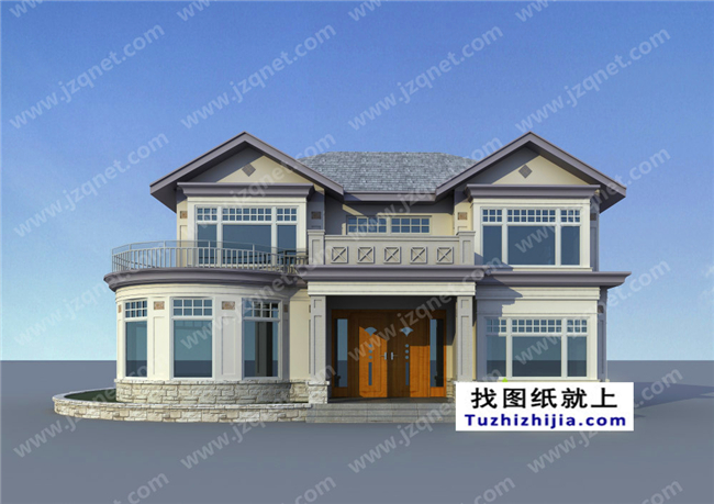 147平方米新農(nóng)村二層別墅設計效果圖及施工圖，12.6米x11.4米