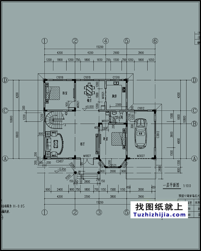 163平方米二層自建別墅設(shè)計(jì)施工建筑圖紙及效果圖，15x11米