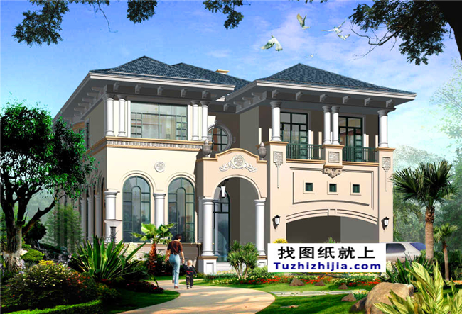 240平方米帶地下室二層豪華別墅施工設(shè)計圖紙，15x20米