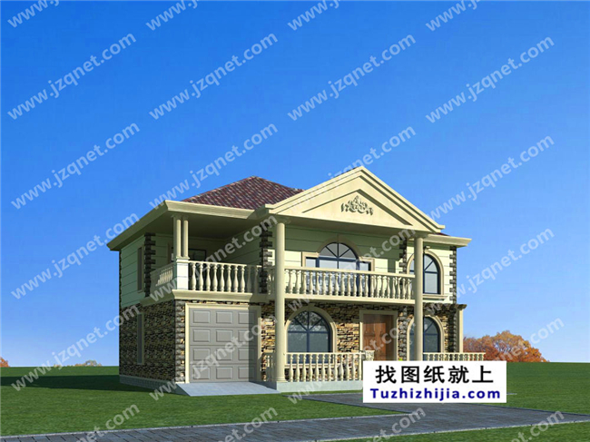 186平方米二層自建別墅設(shè)計(jì)施工圖紙及外觀效果圖，15x13米