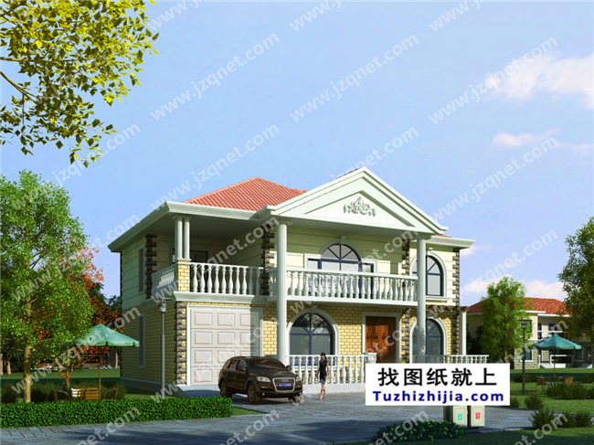 186平方米二層自建別墅設(shè)計(jì)施工圖紙及外觀效果圖，15x13米