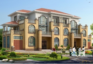 145平方米新農(nóng)村復(fù)式框架三層雙拼歐式別墅設(shè)計(jì)圖紙15米x10米