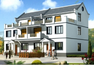 180平方米湖南農(nóng)村雙拼小別墅設(shè)計圖紙帶外觀圖17X10米