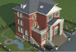 325平方米農(nóng)村四層雙拼別墅設(shè)計(jì)圖紙及效果圖，20X17米