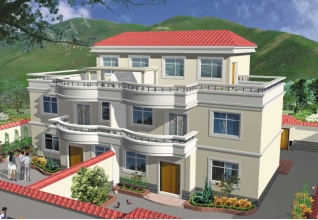 190平方米雙拼樓房設計施工圖紙帶外觀，18x11米