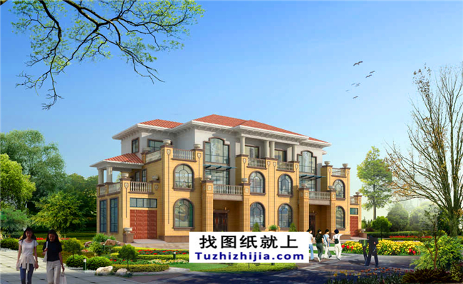 148平方米新農(nóng)村復式框架三層雙拼歐式別墅設計圖紙,15米x10米