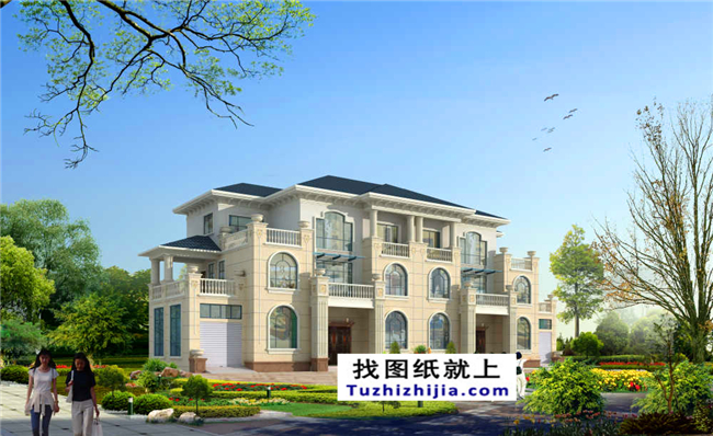 148平方米新農(nóng)村復式框架三層雙拼歐式別墅設計圖紙,15米x10米