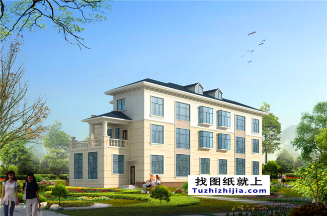 148平方米新農(nóng)村復式框架三層雙拼歐式別墅設計圖紙,15米x10米