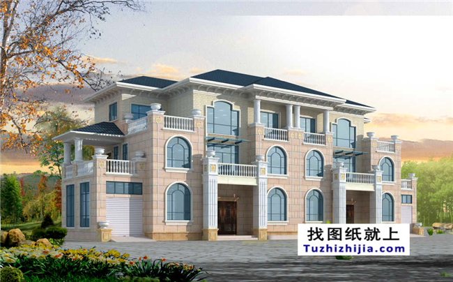 148平方米新農(nóng)村復式框架三層雙拼歐式別墅設計圖紙,15米x10米