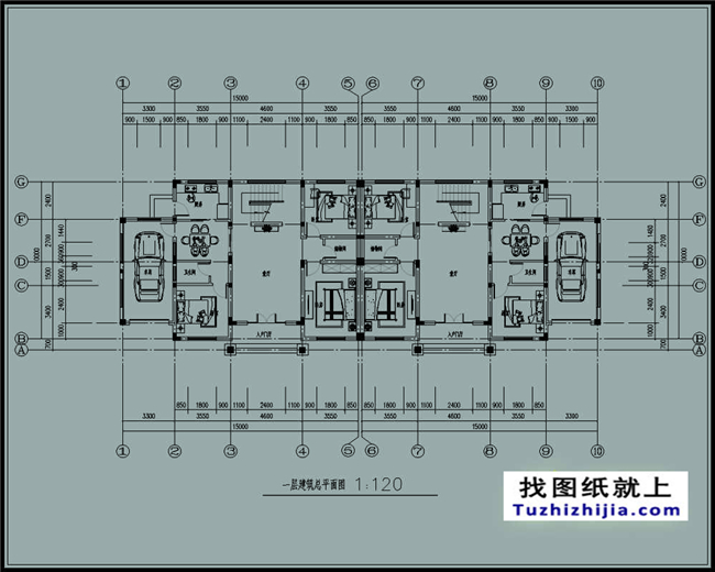 148平方米新農(nóng)村復式框架三層雙拼歐式別墅設計圖紙,15米x10米