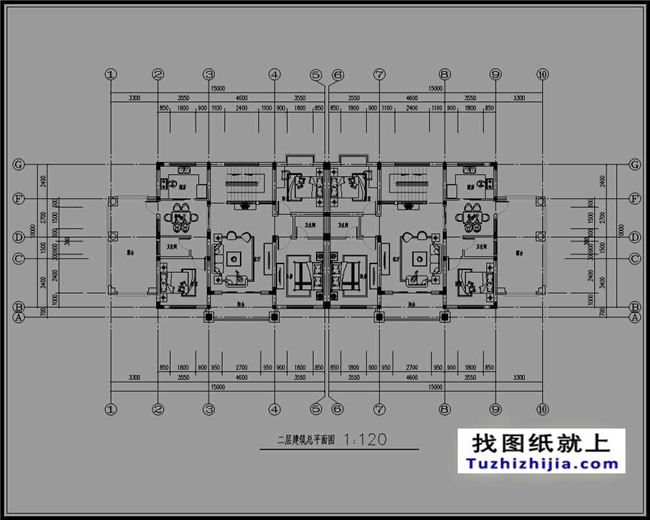 148平方米新農(nóng)村復式框架三層雙拼歐式別墅設計圖紙,15米x10米