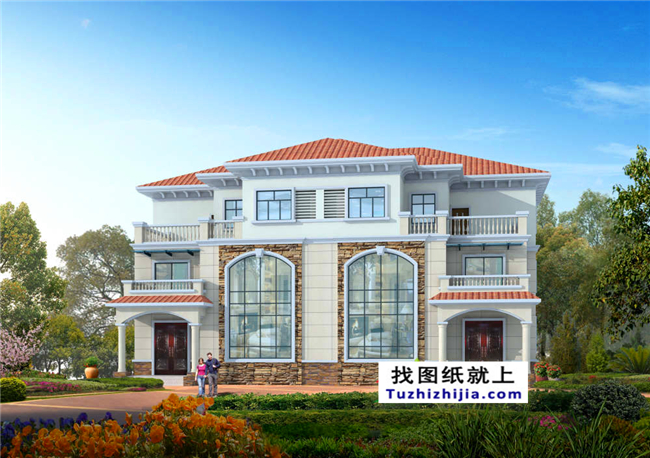 275平方米新農(nóng)村雙拼樓中樓戶型別墅設(shè)計(jì)圖紙及效果圖,21X14米