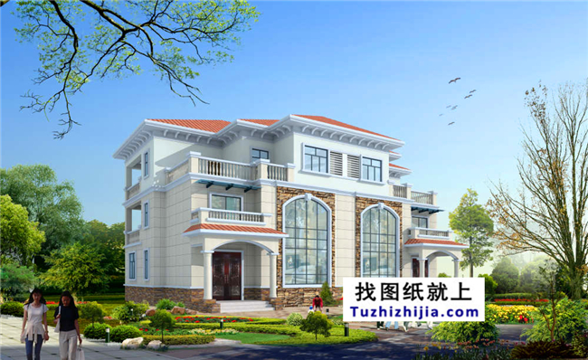 275平方米新農(nóng)村雙拼樓中樓戶型別墅設(shè)計(jì)圖紙及效果圖,21X14米