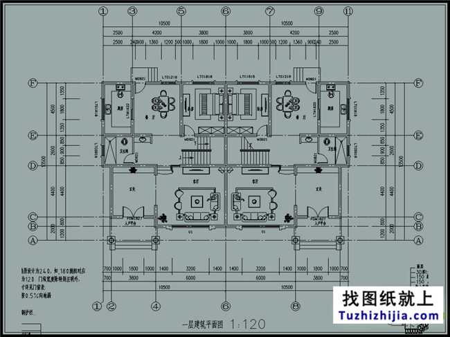 275平方米新農(nóng)村雙拼樓中樓戶型別墅設(shè)計(jì)圖紙及效果圖,21X14米