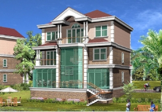 225平方米三層新農(nóng)村建筑設(shè)計圖紙及效果圖13X19米