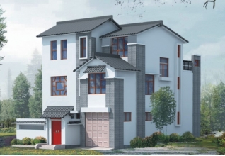 150平方米徽派新農(nóng)村三層別墅建筑設(shè)計(jì)圖紙帶外觀10X15米