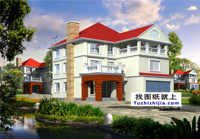 160平方米三層帶車庫(kù)別墅設(shè)計(jì)CAD圖紙及效果圖,12X15米