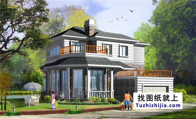 220平方米三層經(jīng)典豪華別墅農(nóng)村設(shè)計圖紙帶外觀效果圖,17X13米