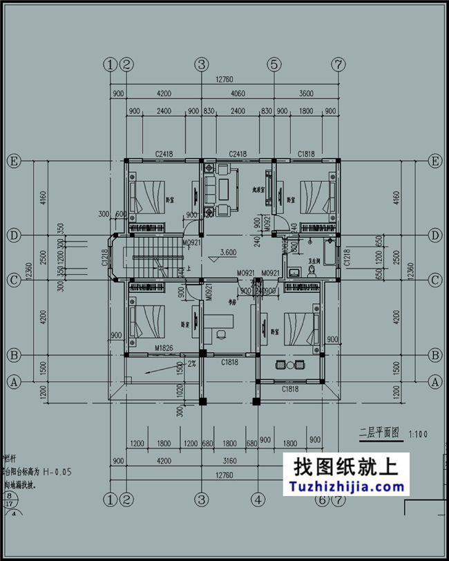 153平方米自建三層別墅設(shè)計(jì)建筑圖紙帶外觀，13x12米