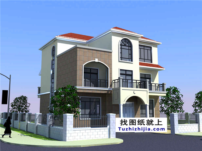 140平方米新農(nóng)村三層樓房建筑設(shè)計(jì)圖帶外觀圖,12X13米