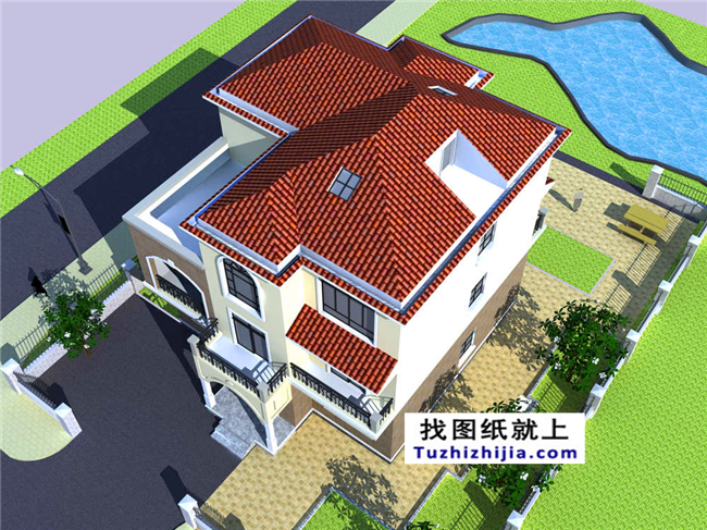 140平方米新農(nóng)村三層樓房建筑設(shè)計(jì)圖帶外觀圖,12X13米