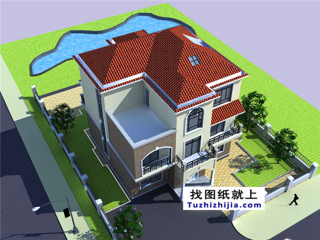 140平方米新農(nóng)村三層樓房建筑設(shè)計(jì)圖帶外觀圖,12X13米