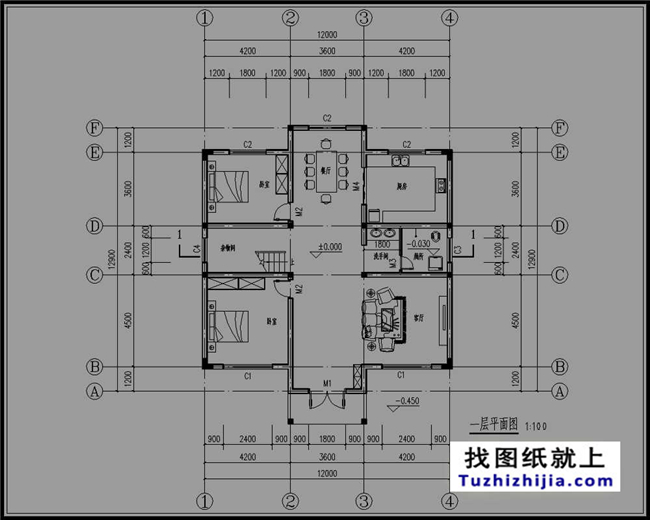 140平方米新農(nóng)村三層樓房建筑設(shè)計(jì)圖帶外觀圖,12X13米