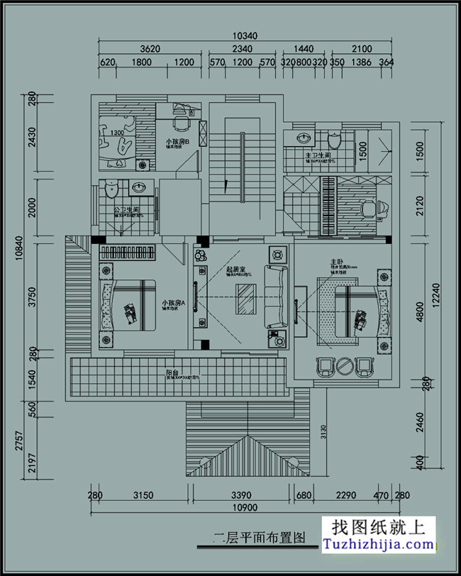 120平方米新農(nóng)村三層別墅施工圖紙及效果圖,11X11米