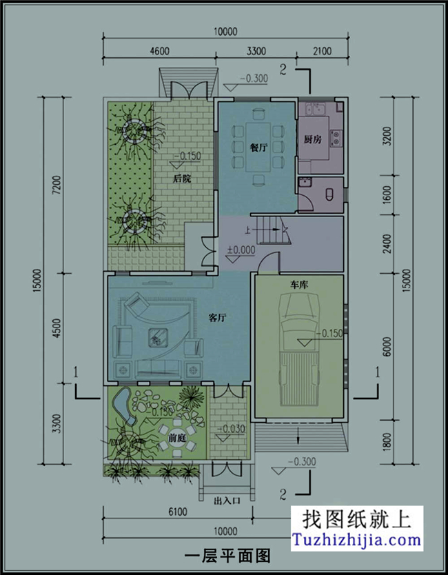 150平方米徽派新農(nóng)村三層別墅建筑設計圖紙帶外觀,10X15米
