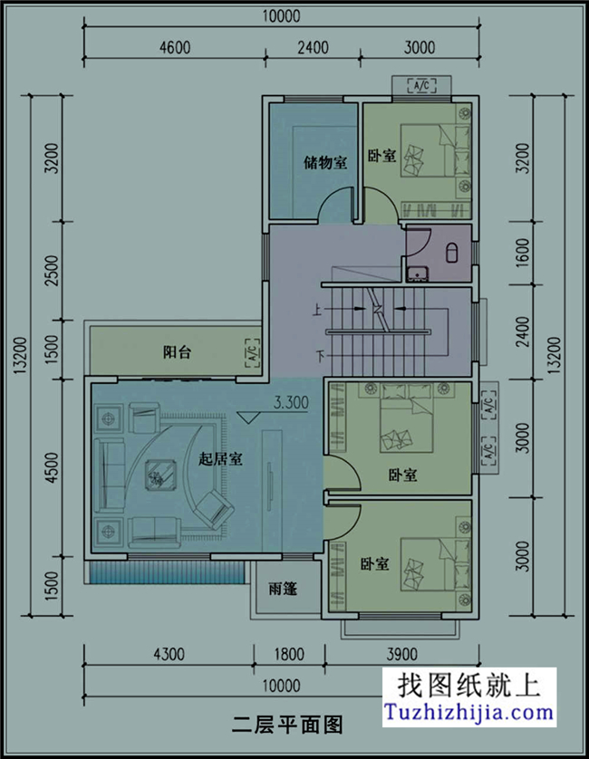 150平方米徽派新農(nóng)村三層別墅建筑設計圖紙帶外觀,10X15米