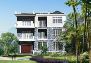 200平方米新農(nóng)村三層小別墅設(shè)計(jì)施工圖紙及效果圖，14x14米