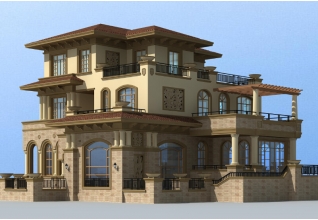 180平方米農(nóng)村三層豪華別墅設(shè)計圖紙及效果圖17X18米